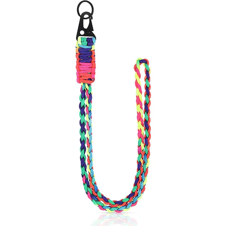 Heavy Duty Braided 550 Paracord Neck Lanyard Keychain Survival Parachute Rope Lanyard Necklace HK Clip Key Ring Outdoor Tools