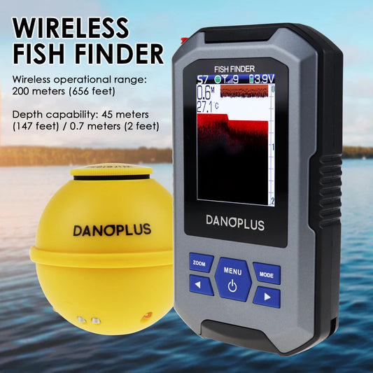 Wireless Sonar Fish Finder with Large LCD & Fish Alarm