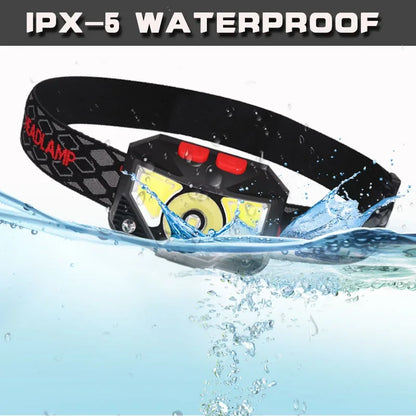 6 Modes Motion Sensor XPE+COB LED Headlamp Flashlight USB Rechargeable Waterproof Camping Head Lamp Running Fishing Headlight
