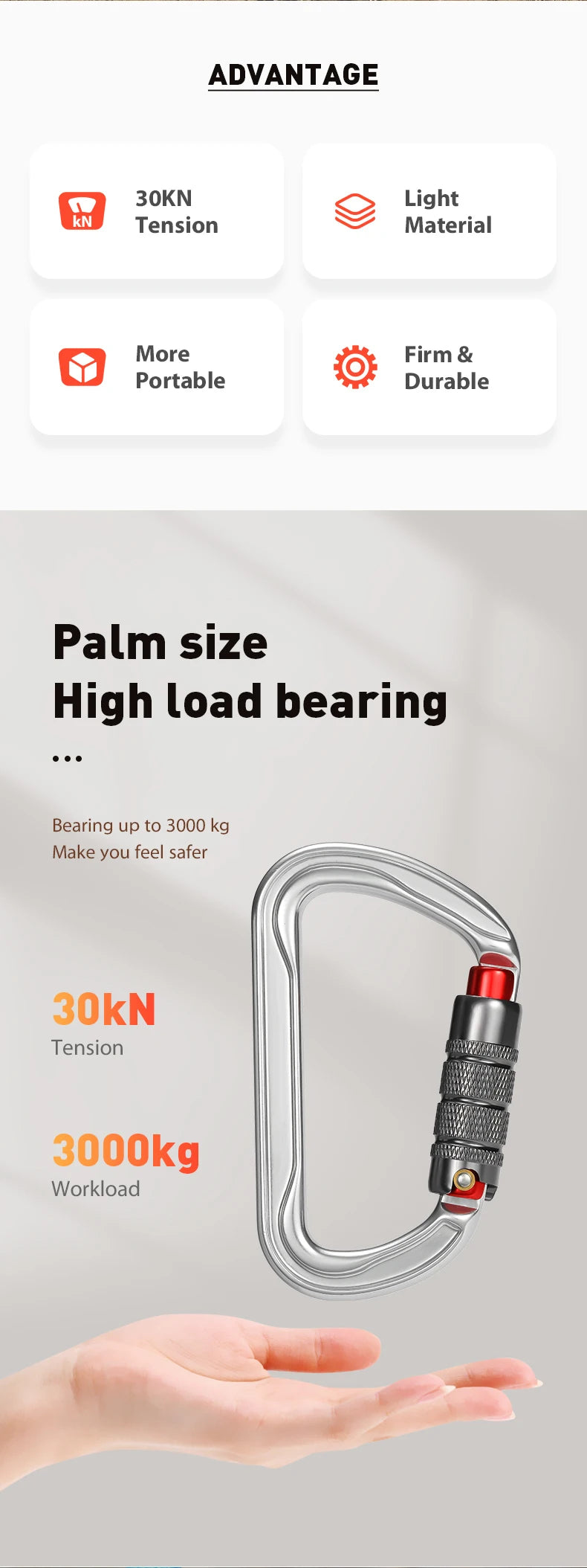 CLIWIZ 30kN Aluminum Safty Climbing Snap Hook New Good Quality H Section D-Twist Carabiner Snap Hook CE/UIAA