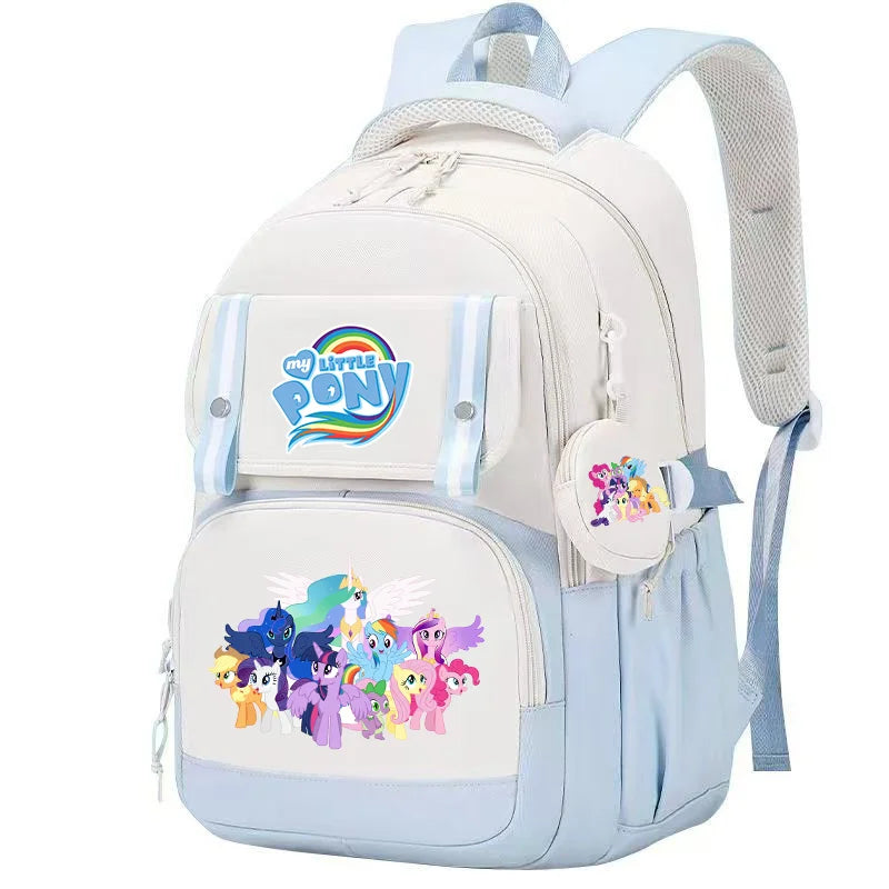 My Little Pony Large Capacity Backpack Cartoon Daypack Travel Commute Knapsack Schoolbag for Kids Girls Mochila With Coin Purse