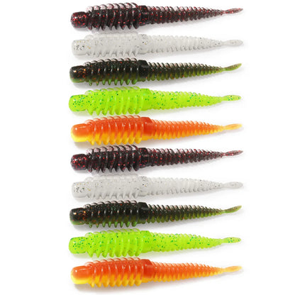 10PCS Soft Lures 6.5cm 7.5cm 8.5cm Thread TPE Worm Jig Hook Carp Fishing Tackle Pesca Swimbait Gear Fishy Flavor Kit Bait