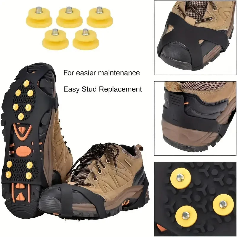 1Pair/2 Pairs Non-slip Shoes Covers, 10-tooth Ice Claws Spikes Crampons For Outdoor Mountaineering Camping Hiking