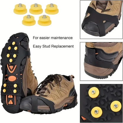 1Pair/2 Pairs Non-slip Shoes Covers, 10-tooth Ice Claws Spikes Crampons For Outdoor Mountaineering Camping Hiking