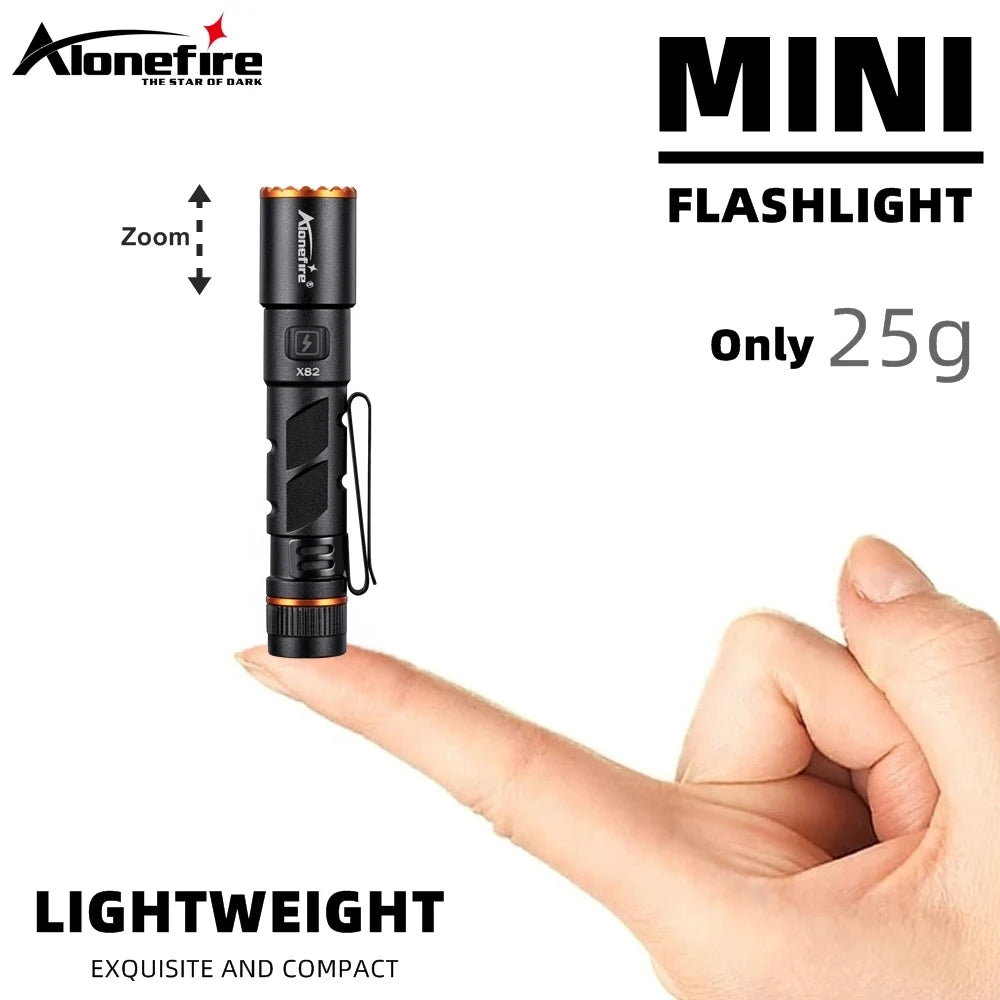 Zoom Mini EDC High Bright LED Pen Flashlight USB Rechargeable Magnet Small Torch Outdoor Camping Hiking Emergency Lighting Light