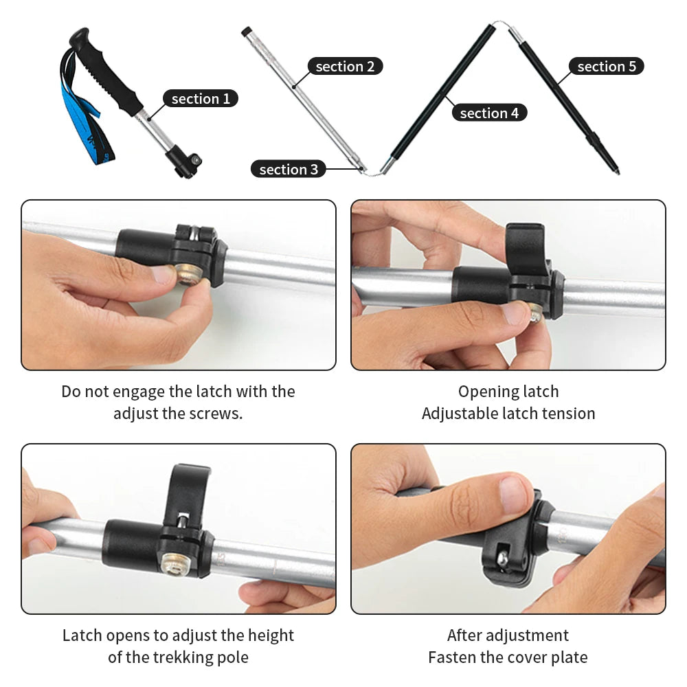 Naturehike 2026 New Trekking Poles Ultralight Folding 1Pcs Walking Cane High Load Aluminum Hiking Walking Telescopic Stick