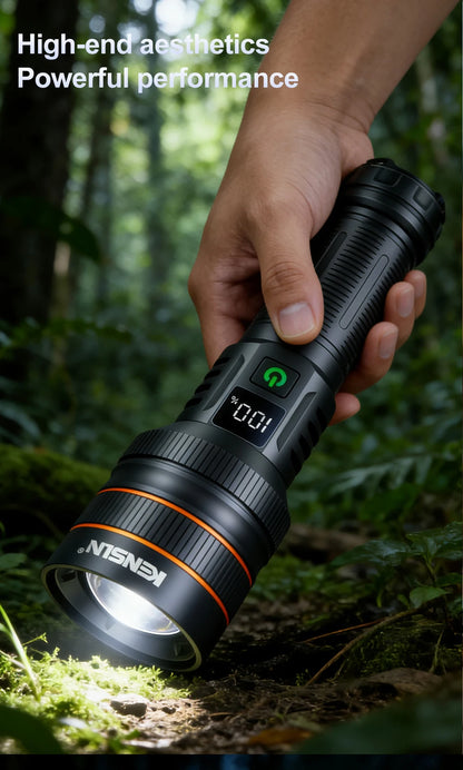 Bright Spotlight Long Range LED Flashlight Type-C Charging Strong Light Lamp Tactical Torch Waterproof Zoom Outdoor Lantern