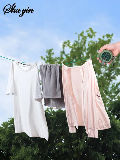 10M Retractable Clothesline Outdoor Travel Portable Clothes Drying Rack Windproof Washing Line For Camping Home Laundry Hanger