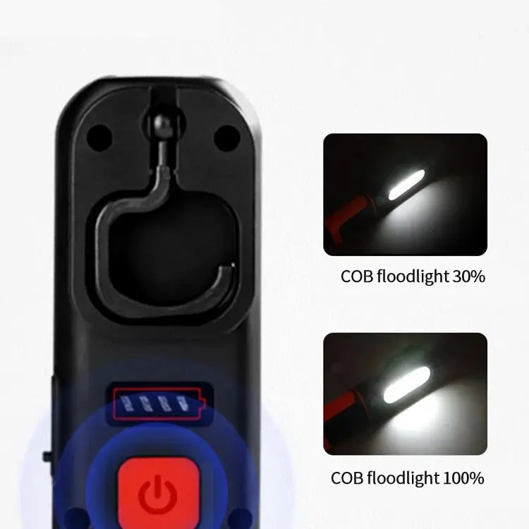 Portable USB Rechargeable Work Light Magnetic COB LED Flashlight Hanging Lamp with Built-in Battery Camping Torch