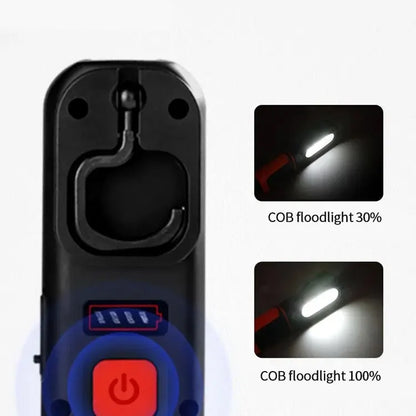 Portable USB Rechargeable Work Light Magnetic COB LED Flashlight Hanging Lamp with Built-in Battery Camping Torch