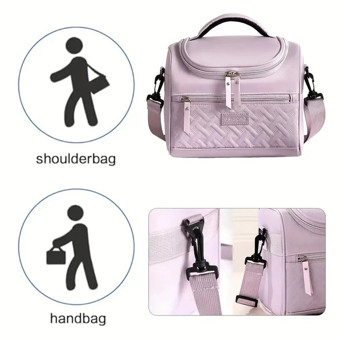Portable Lunch Bag Food Thermal Box Durable Waterproof Office Cooler Lunch Box with Shoulder Strap Picnic Bag for Couples Unisex