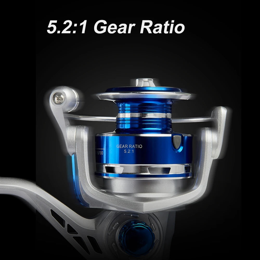BILLINGS AC Spinning Reel,Saltwater Freshwater Fishing Reel,22LB Max Drag,5.2:1 Gear Ratio,With Metal Spool&Fold Rocker