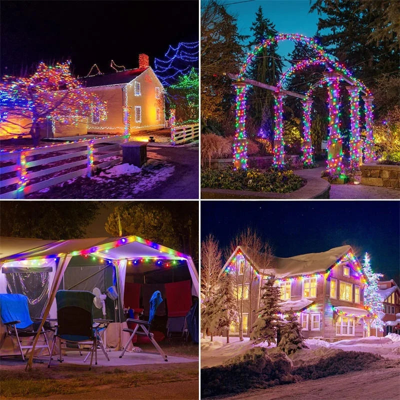 LED Solar Light Outdoor Garden Fairy String Light Waterproof Ambient Lamp for Christmas Patio Tree Party Camping Festive
