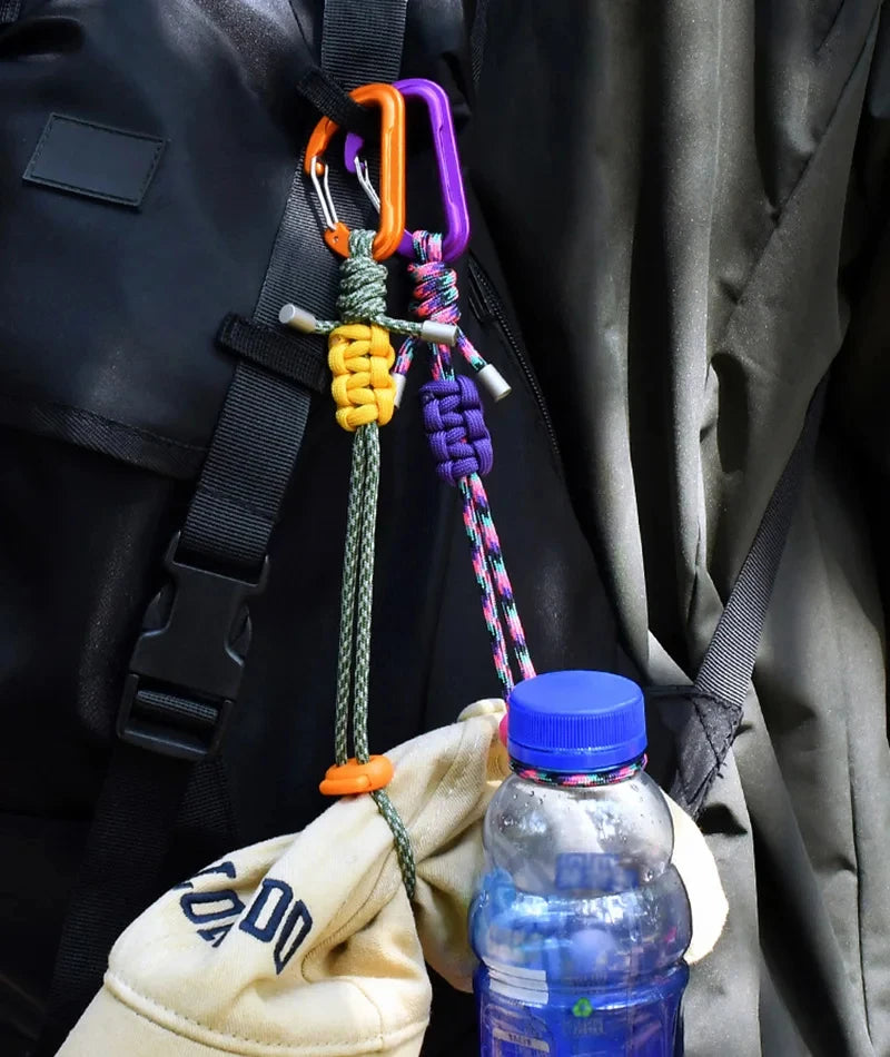 Quick-Release Paracord Water Bottle Hang Buckle Carabiner Portable Clip Multifunctional Hook for Outdoor Hiking Backpack