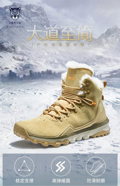 RAX Hiking Boots Men Waterproof Winter Snow Boots Fur lining Lightweight Trekking Shoes Warm Outdoor Sneakers Mountain Boots Men