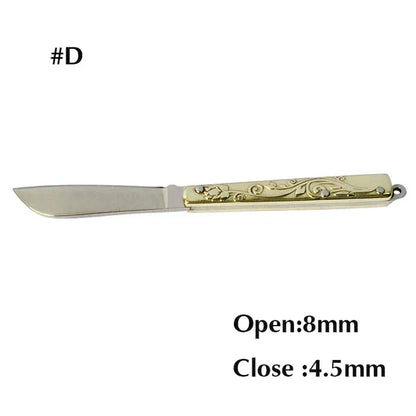 5cm Acrylic Mini Folding Knife Pendant Brass Wood Keychains Sharp Small Blade Portable Hanging Outdoor Camping Unboxing Knife