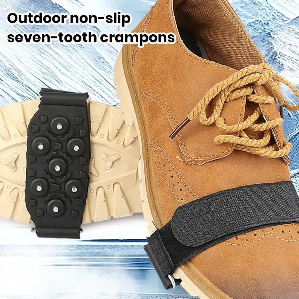 Shoes Ice Cleats 7 Spikes Adjustable Fastener Tape Anti-slip Outdoor Climbing Boots Ice Snow Grips Crampons Gripper