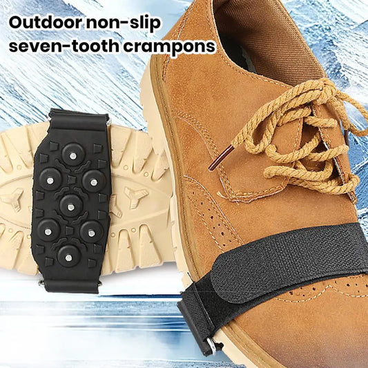 Shoes Ice Cleats 7 Spikes Adjustable Fastener Tape Anti-slip Outdoor Climbing Boots Ice Snow Grips Crampons Gripper