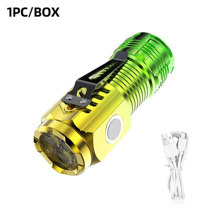 New Ultra Powerful Flashlight 3 Core LED Mini Tactical Flashlight USB Rechargeable High Power LED Torch With Magnet Hand Lamp