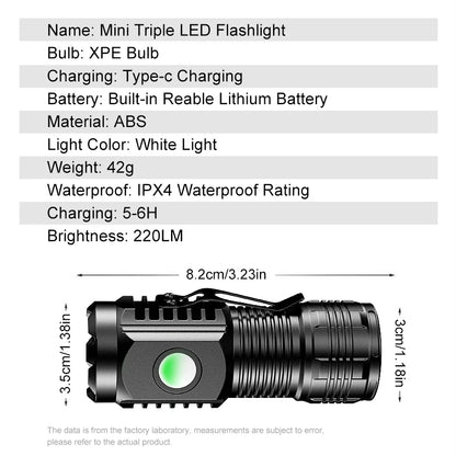 New Ultra Powerful Flashlight 3 Core LED Mini Tactical Flashlight USB Rechargeable High Power LED Torch With Magnet Hand Lamp