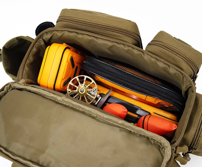 Fishing Tackle Sling Backpack with Rod Holder