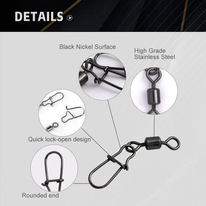 Stainless Rolling Swivels with Snap (50 Pack)