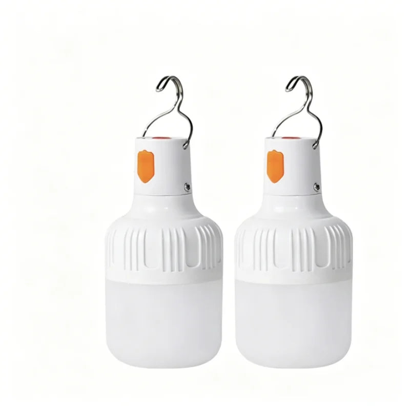 2PCS USB Rechargeable LED Bulb with Hook Portable Emergency Light for Outdoor Camping Fishing Hiking Security