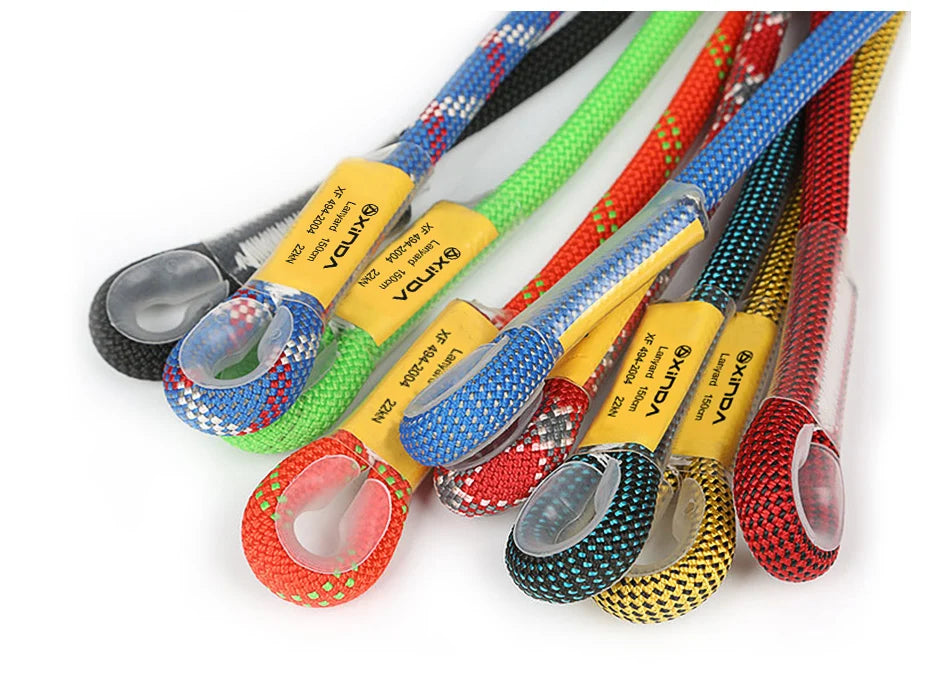 Xinda Rock Climbing Lanyard 10.5mm Static Rope 20KN Protective Eye-to-eye Pre-Sewn Cord Loop Sling Mountaineering Equipment