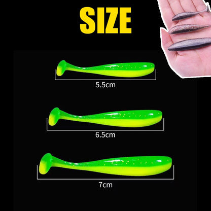 Fishing Lure Soft Tail Bait Set 55/65/75mm Swimbaits Silicone Wobblers Pesca Bass Carp Fishing Tackle Random Color 10/50/100Pcs