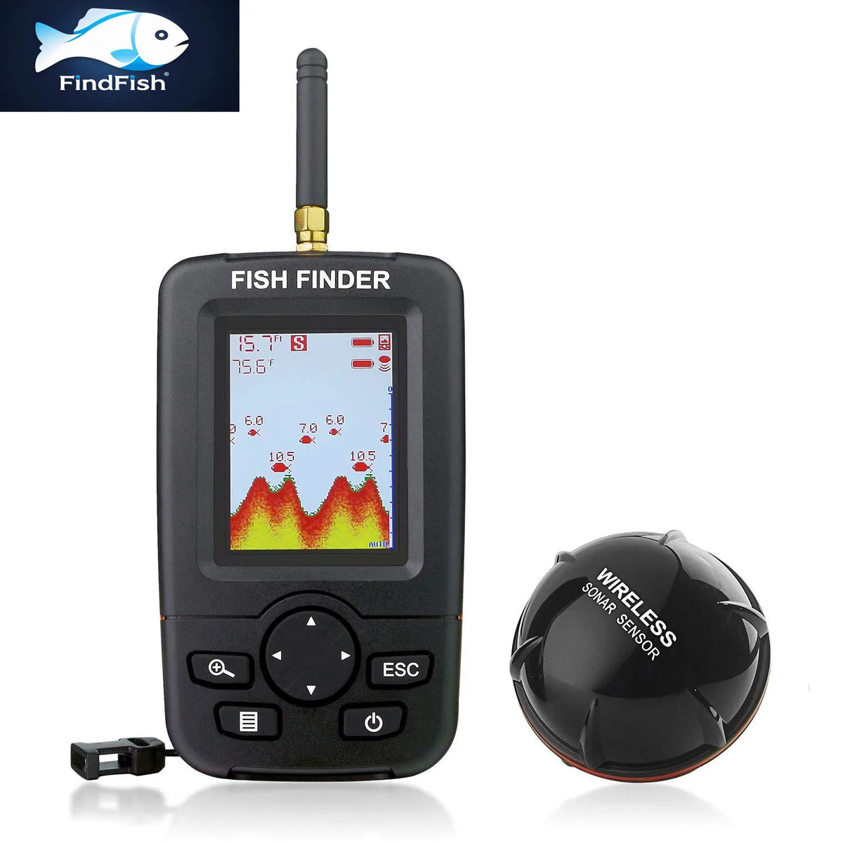 2-in-1 Portable Fish Finder: Wireless Castable Sonar + Wired Transducer