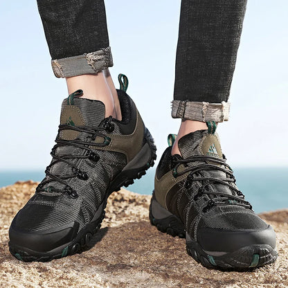 HIKEUP Non-slip Men Hiking Shoes Breathable Outdoor Wear Resistant Splashproof Climbing Men Sneaker Tourism Mountain Shoes