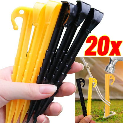 Outdoor Camping Tent Nails Sand Ground Triangular Stake Ground Awning Camping Tools Plastic Tent Pegs Nail Accessories 20/10pcs