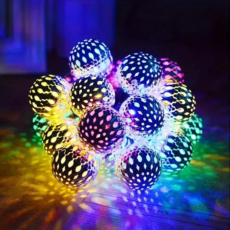 1Pcs Moroccan Ball Solar String Lights 20/30/50 LED Outdoor String Light for Bedroom Garden Wedding Holiday Party Festival Decor