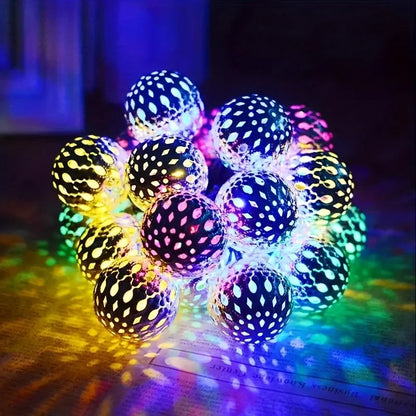 1Pcs Moroccan Ball Solar String Lights 20/30/50 LED Outdoor String Light for Bedroom Garden Wedding Holiday Party Festival Decor