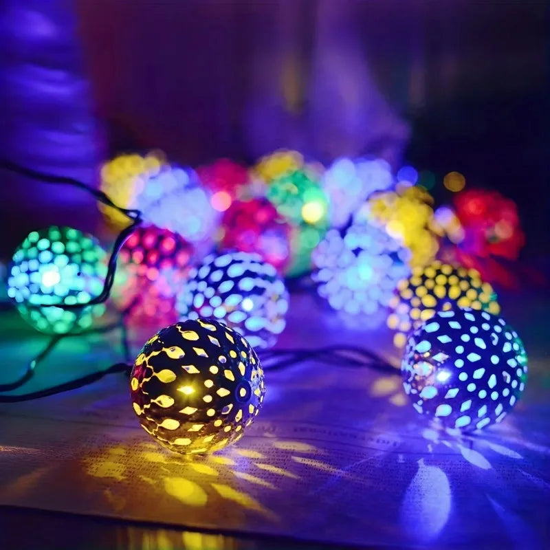 1Pcs Moroccan Ball Solar String Lights 20/30/50 LED Outdoor String Light for Bedroom Garden Wedding Holiday Party Festival Decor