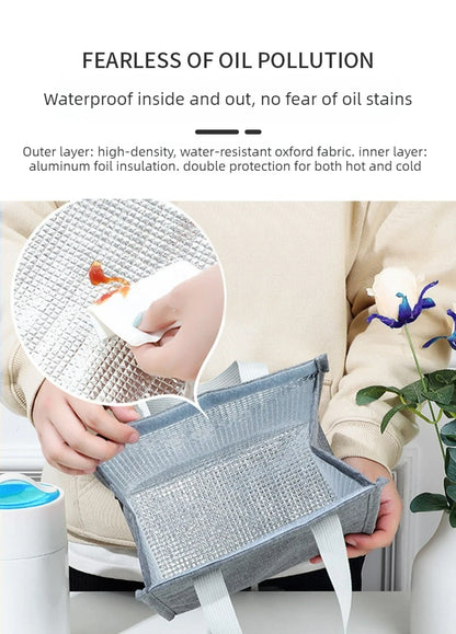 Portable Thermal Insulated Lunch Bag Simple Large Capacity Handle Lunch Tote for Work Picnic Travel Lunch Box