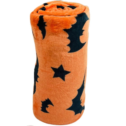 1PC Gifts Blanket Black Bats Printed Flannel Blanket Perfect for Sofa Office Bed Travel Sleep Read Relax Camping Four Season Use