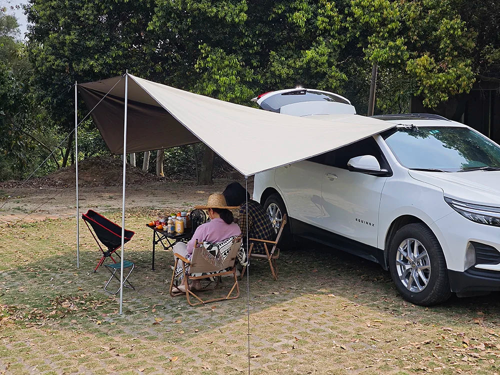 SUV Car Side Awning Tarp Black Coating Waterproof UV Protection Suction Cup Shelter Tent Camping Touring Outdoor Shade Manta Ray