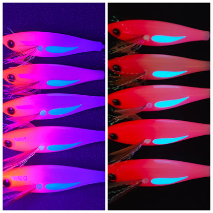 Ackibbik Glow Squid Jig Egi Set (5 Pack)