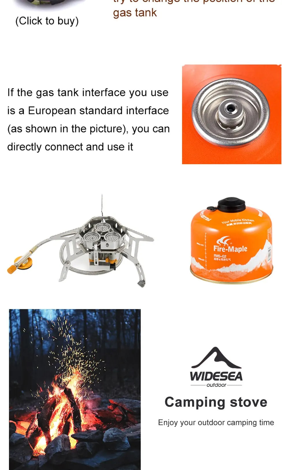 Widesea Camping Tourist Burner Big Power Gas Stove Cookware Portable Furnace Picnic Barbecue Tourism Supplies Outdoor Recreation