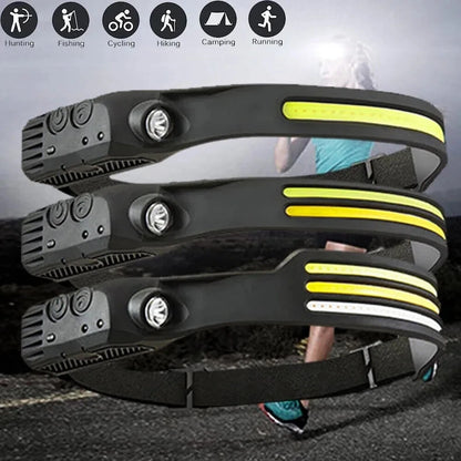 6 Modes LED Induction Headlamp COB Sensor Head Lamp Rechargeable Built-in Battery Flashlight Outdoor Work Lighting Headlights