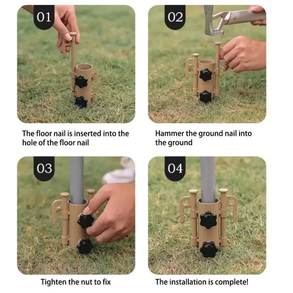 Portable Tent Holder Tent Nails Set Canopy Rod Fixed Tube Reinforced Wind proof Awning Rod Holder for Outdoor Camping Fishing