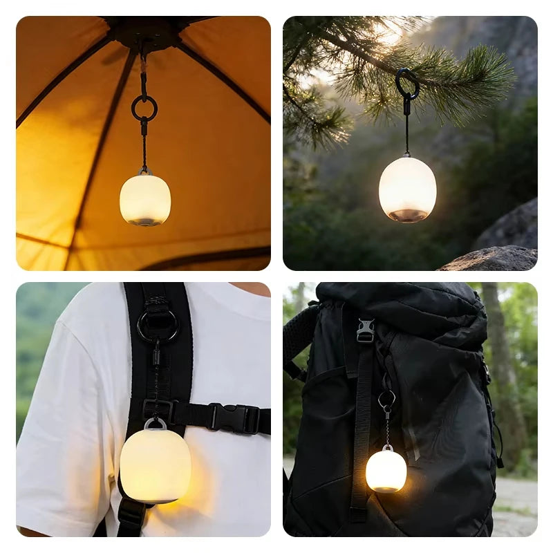 Mini Egg-Shaped Squeeze Silicone Camping Lantern, USB Rechargeable Portable LED Tent Lamp for Outdoor Picnic & Cozy Ambient Ligh