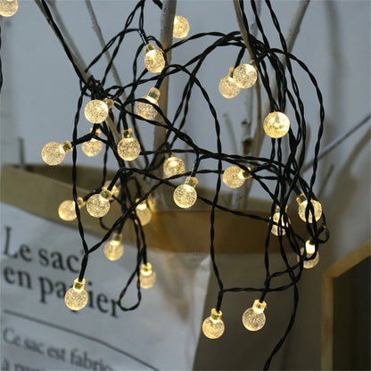 Solar Bubble Balls Lamp String Lights Outdoor Water Drops Outdoor Waterproof Orb Christmas Lights Patio Holiday Party