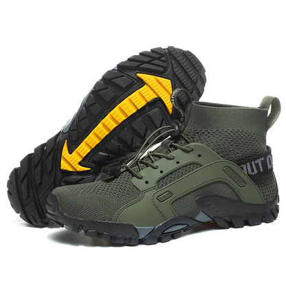 Men’s Wading Hiking Sneakers – High-Top Slip-Resistant Outdoor Fishing Boots, Breathable Mesh Ankle Shoes