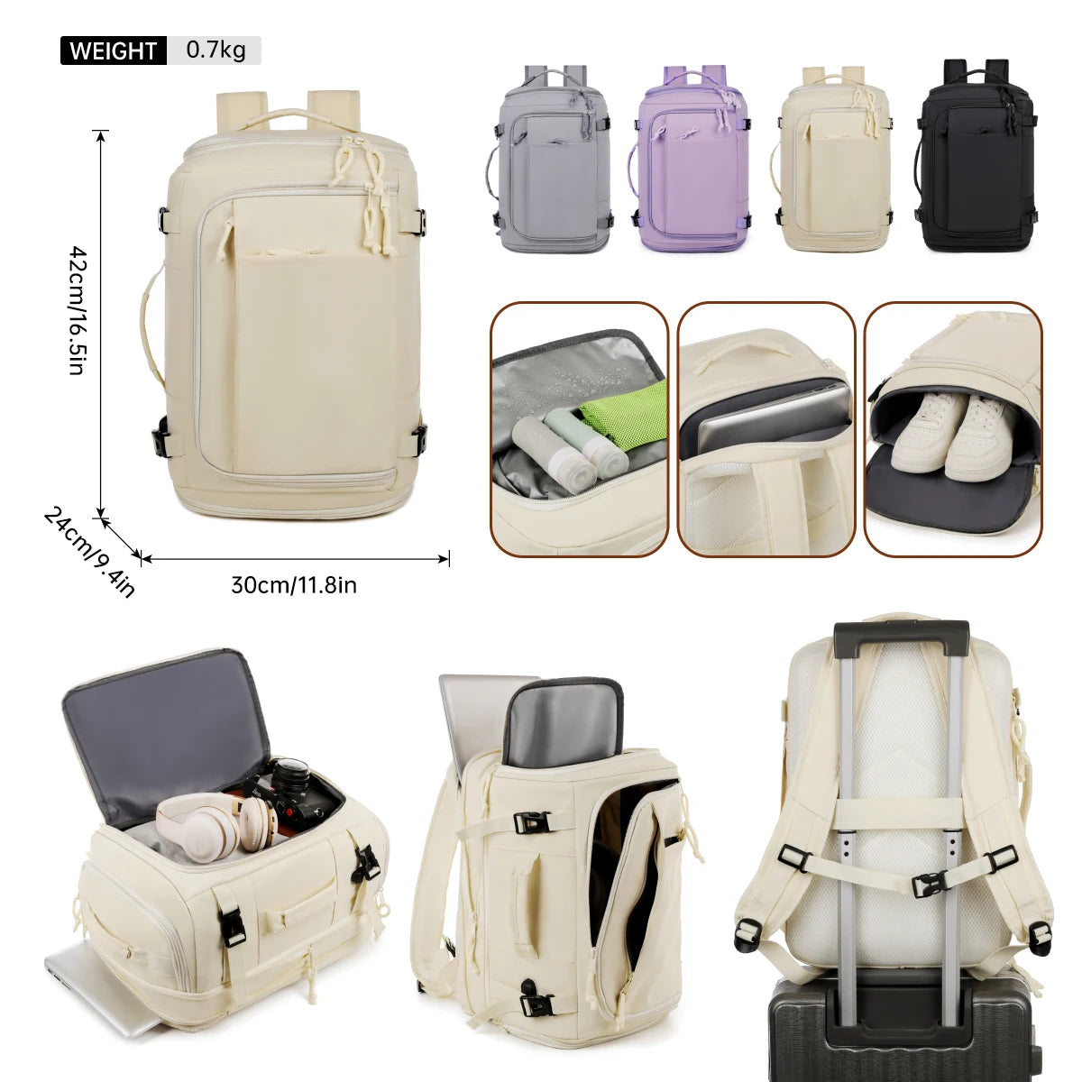 Outdoor Backpacks for Men and Women, Large-Capacity School Bags, Business Trip Luggage Bags, Backpacks with Shoe Compartments, Travel Bags, Computer Bags, Boarding-Free Check-In Bags