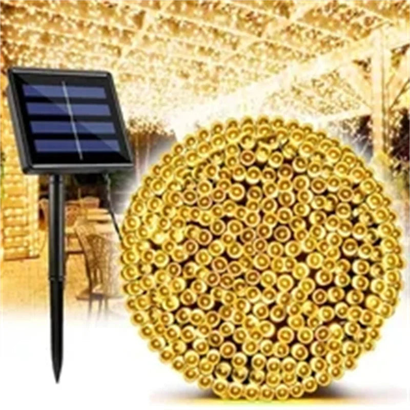 Solar String Light Fairy Outdoor Garden Waterproof Lamp 2025 Christmas Garland Xmas Holiday Party Home Halloween Decoration