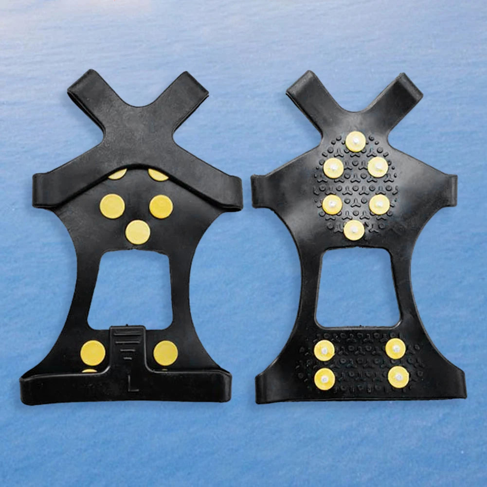 1Pair 10 Teeth Snow Ice Claw Climbing Anti-Slip Ice Grips Shoe Spikes Crampon Cleats Sport Shoes Cover for Walking Hiking Boots