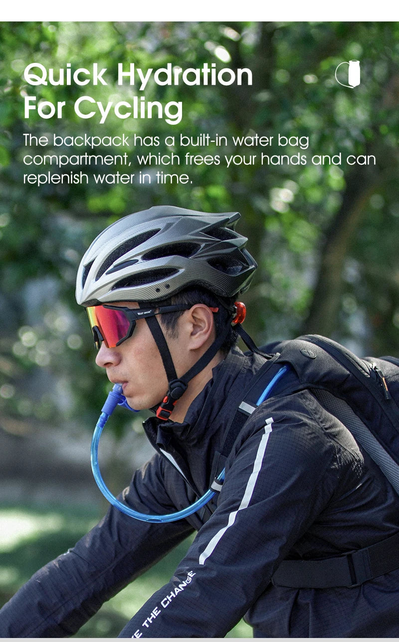 WEST BIKING 10L Ultralight Cycling Backpack Ergonomic Strap Reflective Bicycle Bag With Water Bag Traveling Hiking Cycling Bag