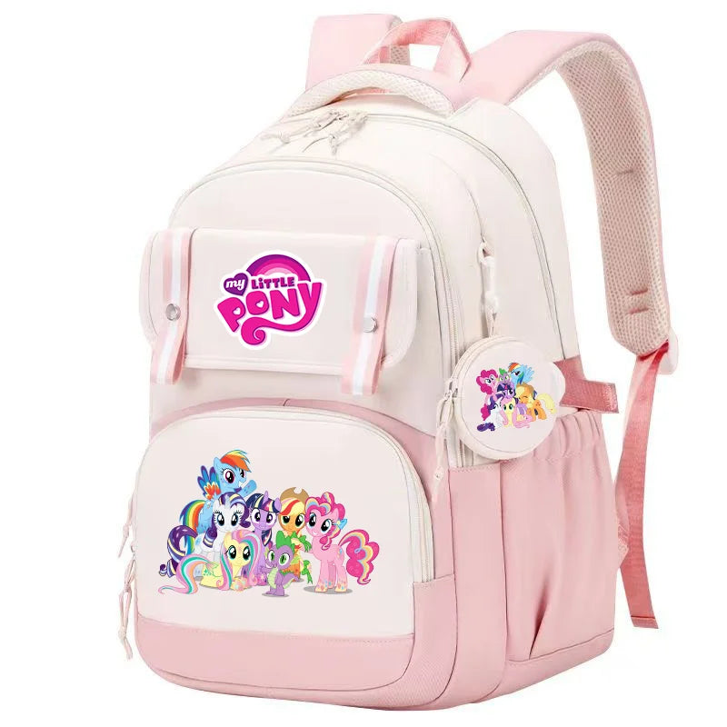 My Little Pony Large Capacity Backpack Cartoon Daypack Travel Commute Knapsack Schoolbag for Kids Girls Mochila With Coin Purse